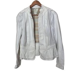 Anthropologie ELEVENSES White Cotton Limen Blend Jacket Size 8 10 Medium Casual